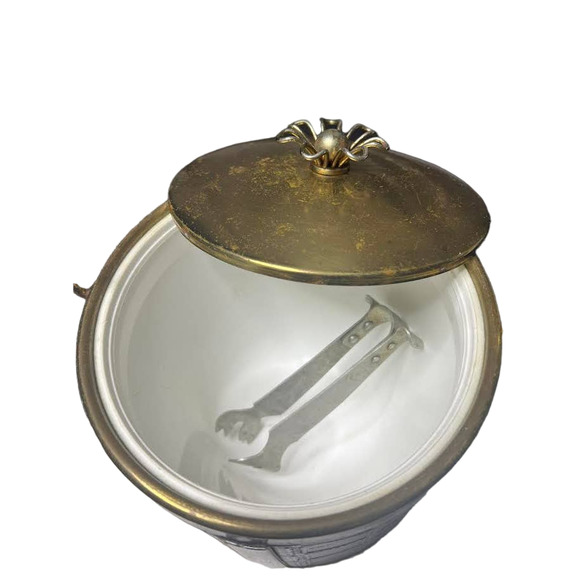 Vintage MCM  Brass Ice Bucket Flower Handle - Picture 4 of 5